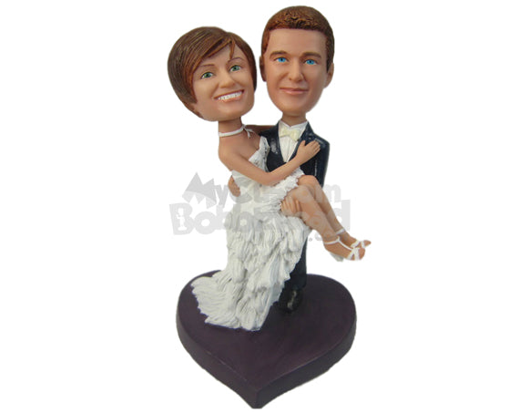 Custom Bobblehead Groom Carrying Bride In Arms Wedding Couple - Wedding & Couples Bride & Groom Personalized Bobblehead & Cake Topper Custom Bobblehead Groom Carrying Bride In Arms Wedding Couple - Wedding & Couples Bride & Groom Personalized Bobblehead & Cake Topper